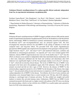 Gelatinase B/Matrix Metalloproteinase-9 Is a Phase-Specific Effector Molecule, Independent from Fas, in Experimental Autoimmune Encephalomyelitis