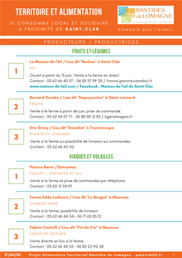 Territoire Et Alimentation