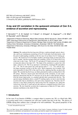 X-Ray and UV Correlation in the Quiescent Emission of Cen X-4, Evidence of Accretion and Reprocessing