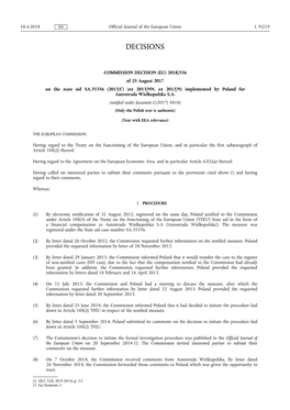 (EU) 2018/556 of 25 August 2017 on the State Aid SA.35356 (2013/C) (Ex 2013/NN, Ex 2012/N) Implemented by Poland for Autostrada Wielkopolska S.A