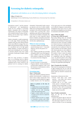 Screening for Diabetic Retinopathy