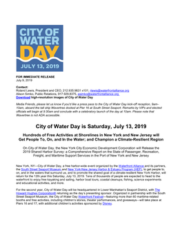 City of Water Day Is Saturday, July 13, 2019