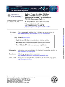 Myd88-Dependent Pathway Lipopolysaccharide Activation Of