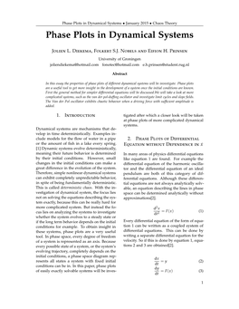 Phase Plots in Dynamical Systems • January 2015 • Chaos Theory Phase Plots in Dynamical Systems