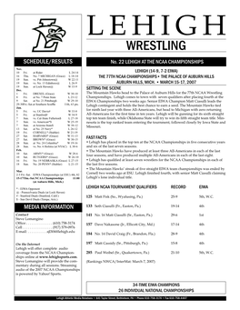 NCAA 2007 Match Notes.Indd