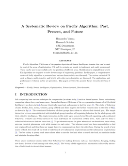 A Systematic Review on Firefly Algorithm: Past, Present, and Future