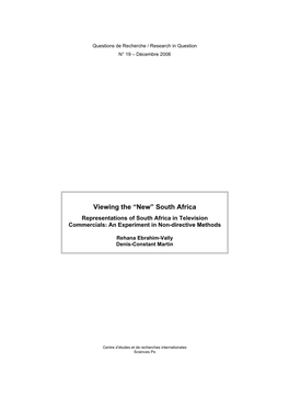 South Africa Representations of South Africa in Television Commercials: an Experiment in Non-Directive Methods
