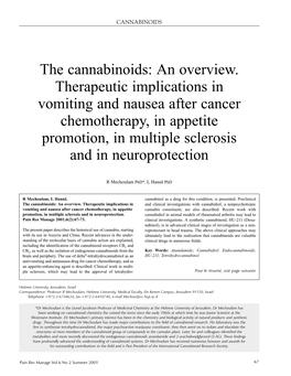 The Cannabinoids: an Overview