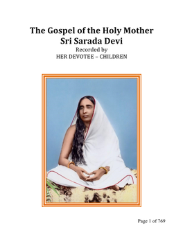 The Gospel of the Holy Mother Sri Sarada Devi Recorded by HER DEVOTEE – CHILDREN
