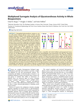 Multiplexed Surrogate Analysis of Glycotransferase Activity in Whole Biospecimens † † ‡ Chad R
