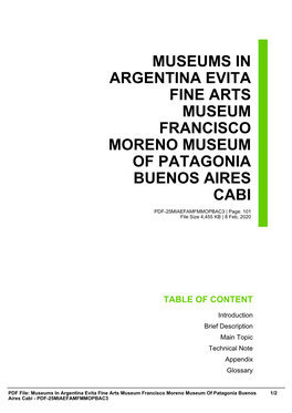 Museums in Argentina Evita Fine Arts Museum Francisco Moreno Museum of Patagonia Buenos Aires Cabi