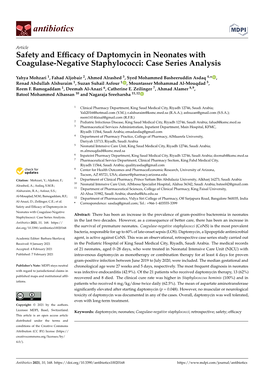 Safety and Efficacy of Daptomycin in Neonates with Coagulase