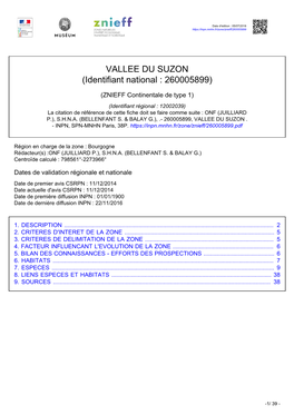 VALLEE DU SUZON (Identifiant National : 260005899)