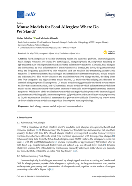 Mouse Models for Food Allergies: Where Do We Stand?