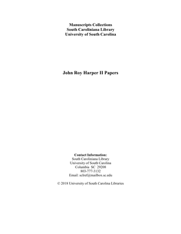 John Roy Harper II Papers