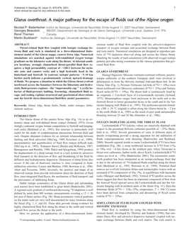 Glarus Overthrust: a Major Pathway for the Escape of Fluids out of the Alpine Orogen