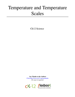 Temperature and Temperature Scales