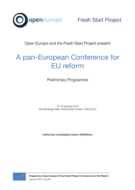 A Pan-European Conference for EU Reform