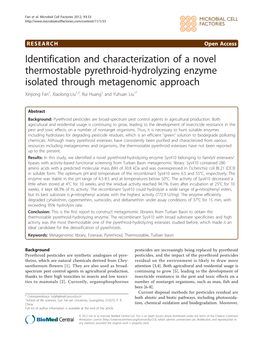 Identification and Characterization of a Novel Thermostable Pyrethroid