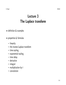 Lecture 3 the Laplace Transform