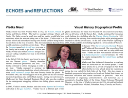 Vladka Meed Visual History Biographical Profile