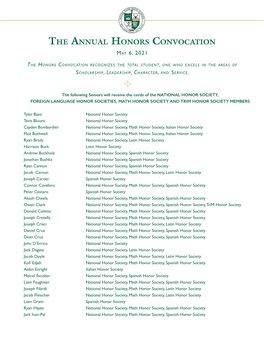 The Annual Honors Convocation