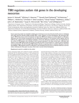 TBR1 Regulates Autism Risk Genes in the Developing Neocortex