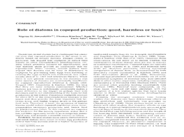 Role of Diatoms in Copepod Production: Good, Harmless Or Toxic?