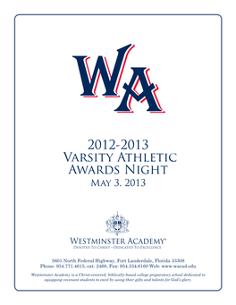 2012-2013 Varsity Athletic Awards Night May 3, 2013