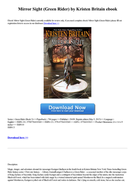 Mirror Sight (Green Rider) by Kristen Britain Ebook