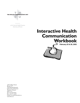 Interactive Health Communication Workbook February 25 & 26, 2002