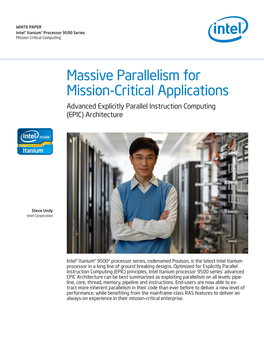 Itanium® Processor 9500 Series Mission Critical Computing