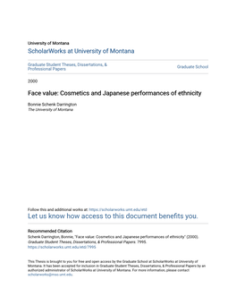 Face Value: Cosmetics and Japanese Performances of Ethnicity