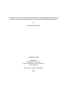 An Exploration of Adventure-Based Prevention Programs for Young People: a Qualitative Thematic Analysis of Provider Interviews