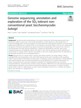 Genome Sequencing, Annotation and Exploration of the SO2-Tolerant Non- Conventional Yeast Saccharomycodes Ludwigii Maria J