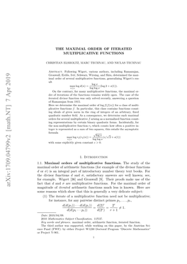 Arxiv:1709.04799V2 [Math.NT] 7 Apr 2019