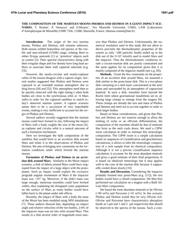 The Composition of the Martian Moons Phobos and Deimos in a Giant Impact Sce- Nario