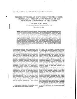Electroantennogram Responses of the Male Moth, Argyrotaenia Velutinana to Mixtures of Sex Pheromone Components of the Female