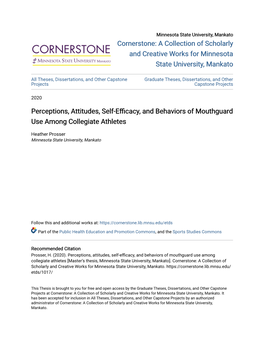 Perceptions, Attitudes, Self-Efficacy, and Behaviors of Mouthguard Use Among Collegiate Athletes