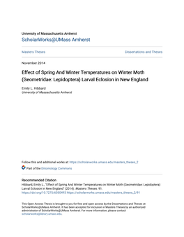 Effect of Spring and Winter Temperatures on Winter Moth (Geometridae: Lepidoptera) Larval Eclosion in New England