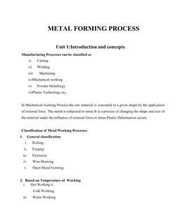 Metal Forming Process