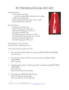 Cloak/Cape Instructions