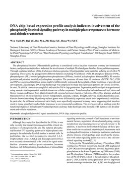 DNA Chip-Based Expression Profile Analysis Indicates Involvement Of