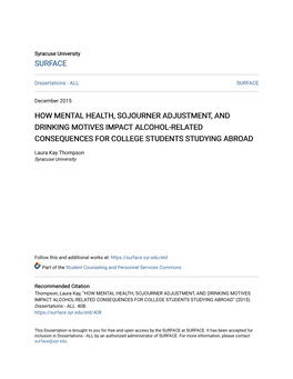 How Mental Health, Sojourner Adjustment, and Drinking Motives Impact Alcohol-Related Consequences for College Students Studying Abroad