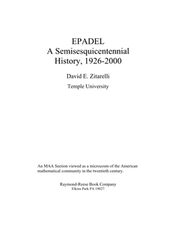 EPADEL a Semisesquicentennial History, 1926-2000