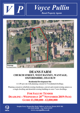 DEANS FARM CHURCH STREET, WEST HANNEY, WANTAGE, OXFORDSHIRE, OX12 0LW Residential Development Site a 1.09 Acre Site with Planning Consent for 9 Residential Dwellings