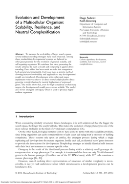 Evolution and Development of a Multicellular Organism: Scalability