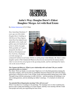 Anita's Way: Douglas Durst's Eldest Daughter Merges Art with Real Estate
