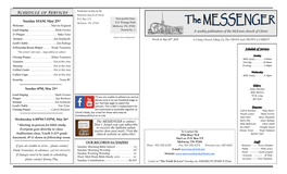 SCHEDULE of SERVICES Published Weekly by the Mcewen Church of Christ