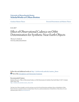 Effect of Observational Cadence on Orbit Determination for Synthetic Near-Earth Objects Thomas G
